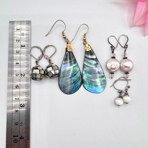 Shell Pearl MOP Mother Of Pearl Earring Lot Mermaidcore Sirencore Beachy Vaca - Picture 10 of 12